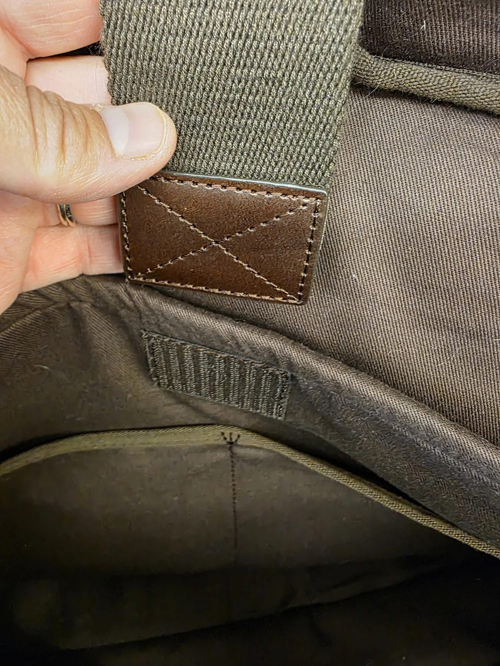 Duluth Trading Co Brown Canvas Laptop Brief with Dark Leather Trim